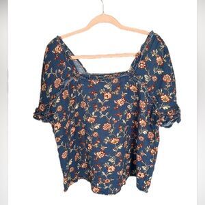 Floral Blue Women's Top